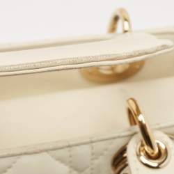 مملوكة مسبقًا Dior Off White Cannage Leather Small Lady Dior My ABCDior Tote
