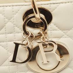 مملوكة مسبقًا Dior Off White Cannage Leather Small Lady Dior My ABCDior Tote