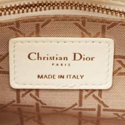 مملوكة مسبقًا Dior Off White Cannage Leather Small Lady Dior My ABCDior Tote