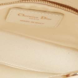 Pre Owned Dior Off White Cannage Satin Mini Crystals Embellished Lady Dior Tote