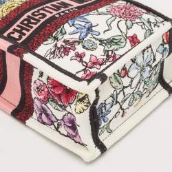 Pre Owned Dior Multicolor Canvas Floral Embroidered Phone Book Tote