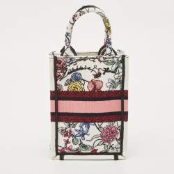 Pre Owned Dior Multicolor Canvas Floral Embroidered Phone Book Tote