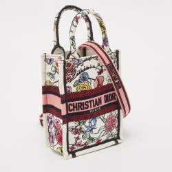 Pre Owned Dior Multicolor Canvas Floral Embroidered Phone Book Tote