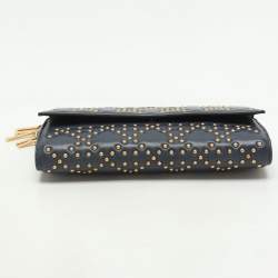 Dior Navy Blue Leather Studded Lady Dior Wallet on Chain
