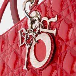 Dior Red Large Patent Cannage Lady Dior