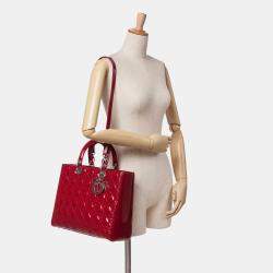 Dior Red Large Patent Cannage Lady Dior