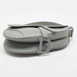 Dior Grey Leather Saddle Bag