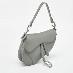 Dior Grey Leather Saddle Bag