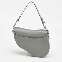 Dior Grey Leather Saddle Bag