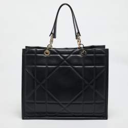 Dior Black Archicannage Leather Large Essential Tote