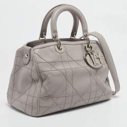 Dior Grey Cannage Leather Granville Polochon Satchel