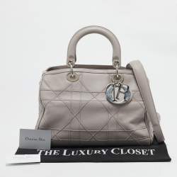 Dior Grey Cannage Leather Granville Polochon Satchel