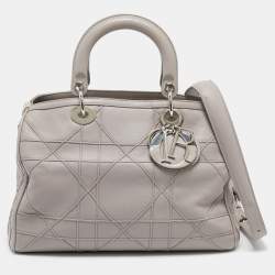Dior Grey Cannage Leather Granville Polochon Satchel