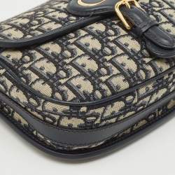 Dior Navy Blue Oblique Canvas Bobby Medium Shoulder Bag