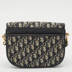 Dior Navy Blue Oblique Canvas Bobby Medium Shoulder Bag