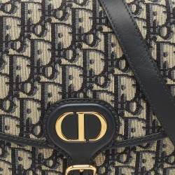 Dior Navy Blue Oblique Canvas Bobby Medium Shoulder Bag