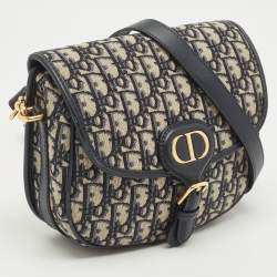 Dior Navy Blue Oblique Canvas Bobby Medium Shoulder Bag