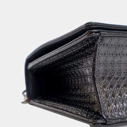 Dior Black Small Metallic Patent Microcannage Diorama Flap