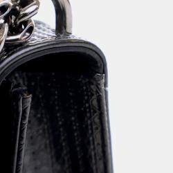 Dior Black Small Metallic Patent Microcannage Diorama Flap