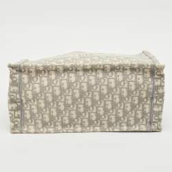 Pre Owned Dior Grey Oblique Embroidered Canvas Medium Book Tote