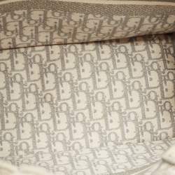 Pre Owned Dior Grey Oblique Embroidered Canvas Medium Book Tote