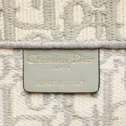 Pre Owned Dior Grey Oblique Embroidered Canvas Medium Book Tote