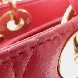 Pre Owned Christian Dior Red Leather Lady Medium Handbag