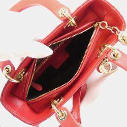 Pre Owned Christian Dior Red Leather Lady Medium Handbag