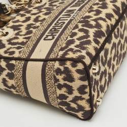 Dior Beige/Black Mizza Embroidered Canvas Medium Lady D-Lite Tote