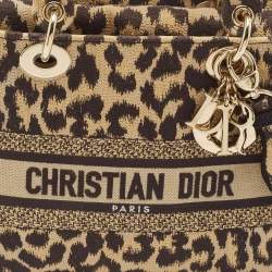 Dior Beige/Black Mizza Embroidered Canvas Medium Lady D-Lite Tote