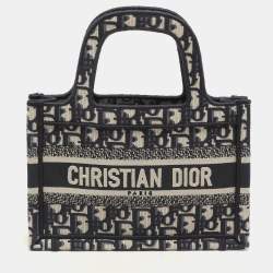 Dior Navy Blue Oblique Canvas Mini Book Tote