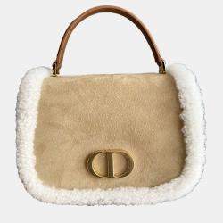 Dior Beige/White Suede and Teddy Montaigne 30 Shoulder Bag