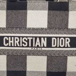 Dior Black/White Check'N'Dior Canvas Medium Book Tote