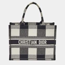 Dior Black/White Check'N'Dior Canvas Medium Book Tote