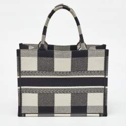 Dior Black/White Check'N'Dior Canvas Medium Book Tote