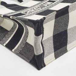 Dior Black/White Check'N'Dior Canvas Medium Book Tote