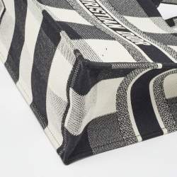 Dior Black/White Check'N'Dior Canvas Medium Book Tote