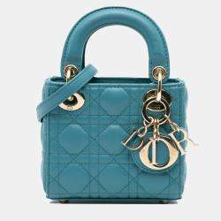 Dior Blue Micro Lambskin Cannage Lady Dior