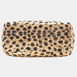 Dior Brown Medium Canvas Cannage Leopard Print Lady Dior