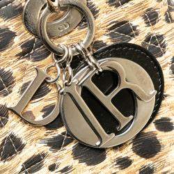 Dior Brown Medium Canvas Cannage Leopard Print Lady Dior