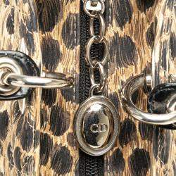 Dior Brown Medium Canvas Cannage Leopard Print Lady Dior