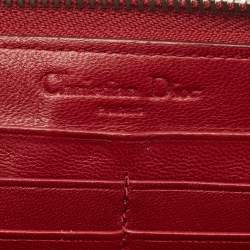 Dior Red Cannage Leather Lady Dior Zip Continental Wallet
