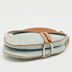 Dior Blue/Tan Denim Saddle Bag
