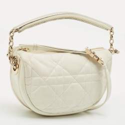 Pre Owned Dior White Cannage Leather Small Vibe Hobo