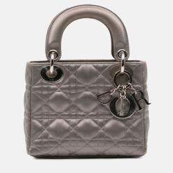 Dior Grey Mini Satin Cannage Lady Dior