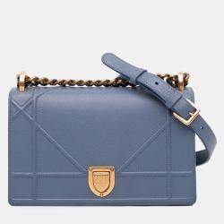 Dior Blue Small Grained Calfskin Diorama Flap