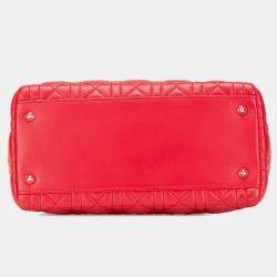 Dior Red Medium Lambskin Cannage Lady Dior