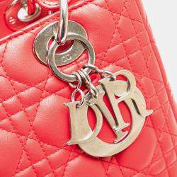 Dior Red Medium Lambskin Cannage Lady Dior