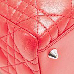 Dior Red Medium Lambskin Cannage Lady Dior