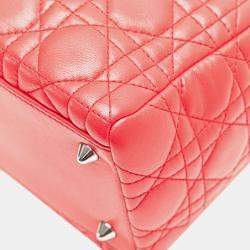 Dior Red Medium Lambskin Cannage Lady Dior